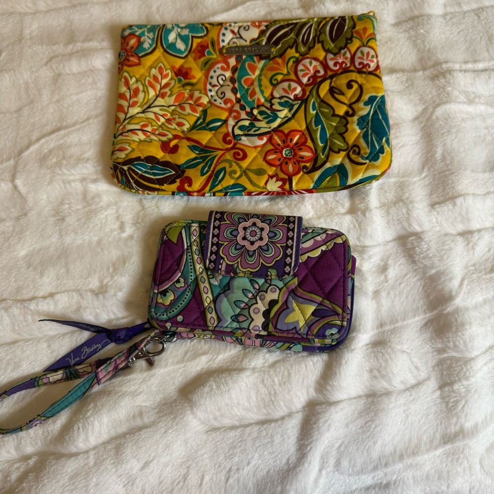 Vera Bradley wristlet and cosmetic bag.